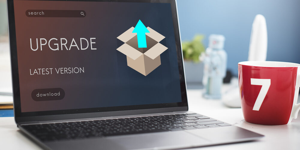 Laptop With Computer Software Upgrade on Screen